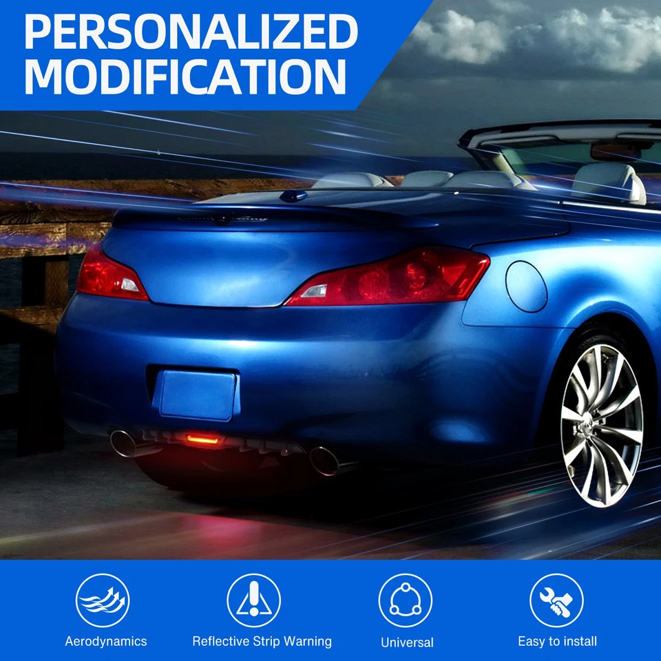 For Lexus RX300 RX330 RX350 Rear Bumper Diffuser + LED Brake Light Gloss Black - Image 3 of 4