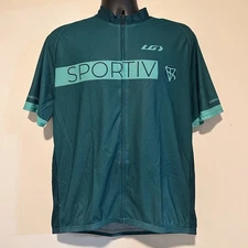 NWT! Men’s XL LOUIS GARNEAU Full Zip Short Sleeve Cycling Sportiv Jersey Green