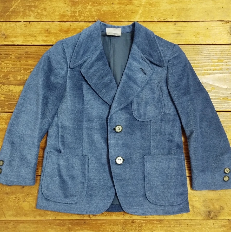 Traje Vintage Sic Cremona Niños 5 Azul Terciopelo Chaqueta Pantalones A Medida Hecho en Italia Foto 3 de 4