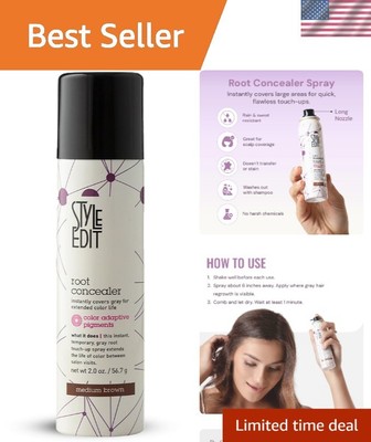 Temporary Hair Color Spray - Medium Brown Root Concealer for Instant Coverage