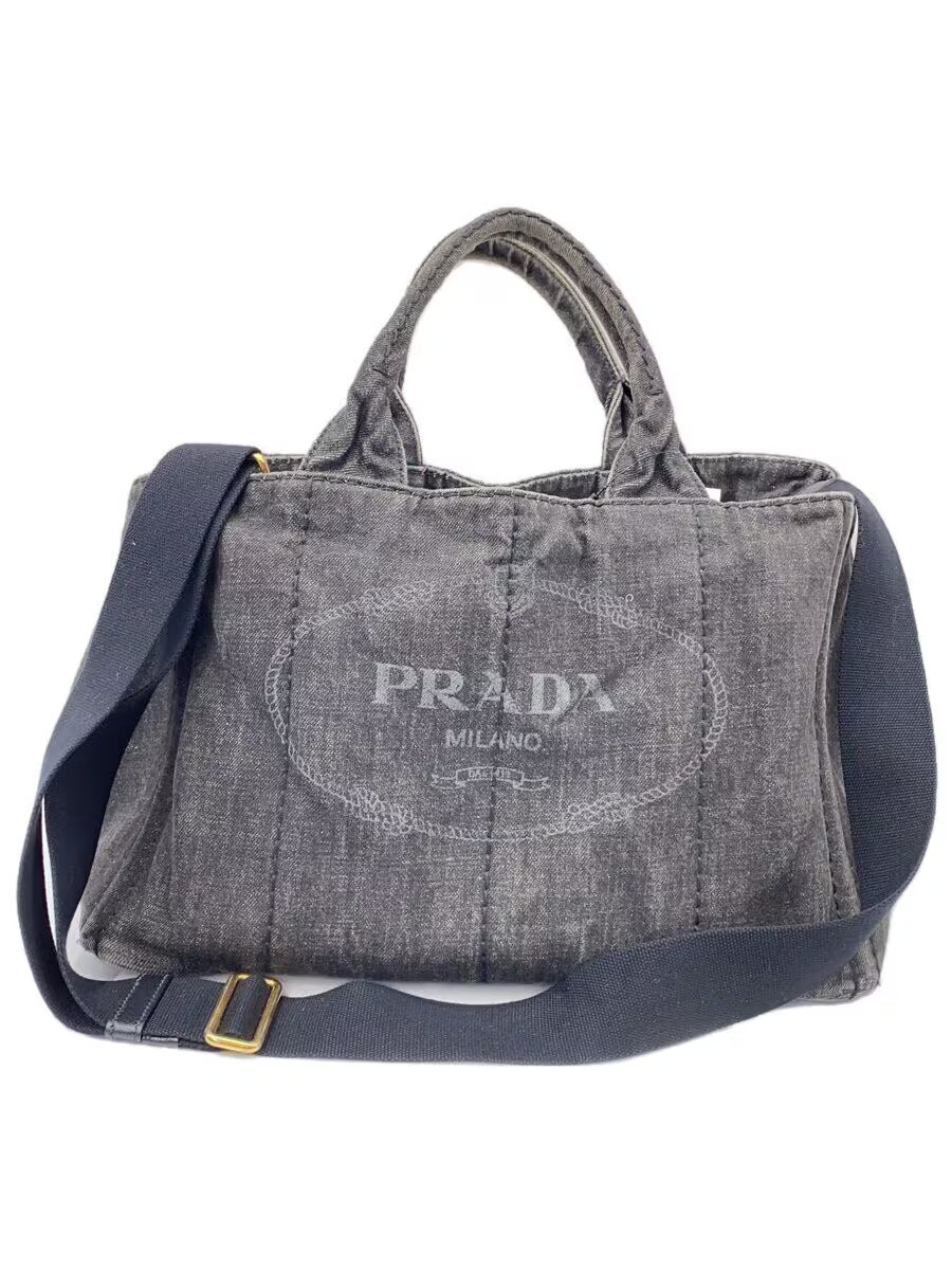 RARE PRADA Denim 2-Way Shoulder Bag in Black