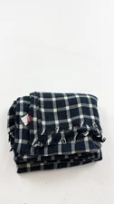Levi's Scarf One Size Navy Blue White Plaid Fringe Blanket Wrap Shawl