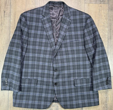 Lauren Ralph Lauren Plaid Gray Black Wool Blazer Jacket Men's 48R Sport Coat