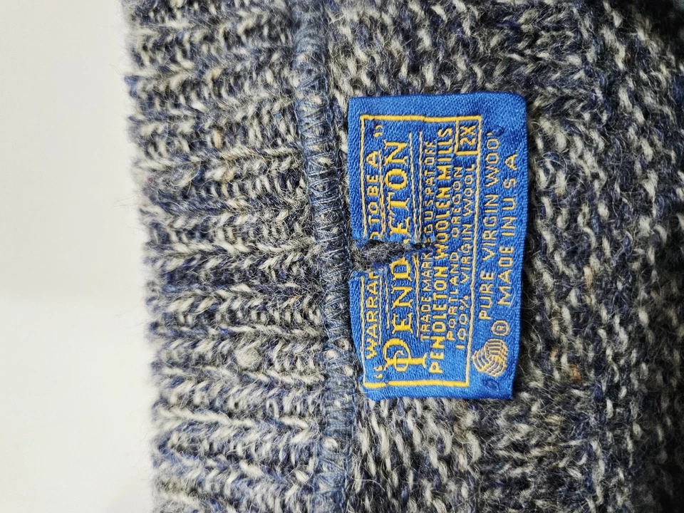 Vintage Pendleton Pure Virgin Wool Fisherman Knit Pullover Sweater Sz 2XL Gray - Image 3 of 4