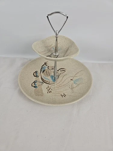 MCM Red Wing PotterBob White Quail Collection 2-Tier Dessert Tray
