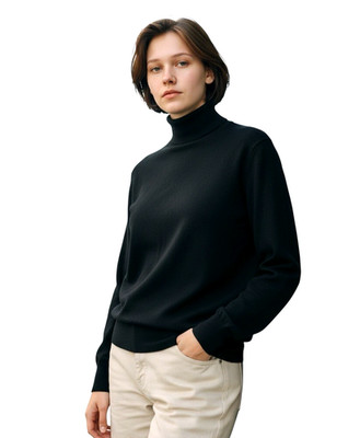BLOOMINGDALES Sutton Studio Merino Wool Mock Neck Sweater L Black Made in Italy