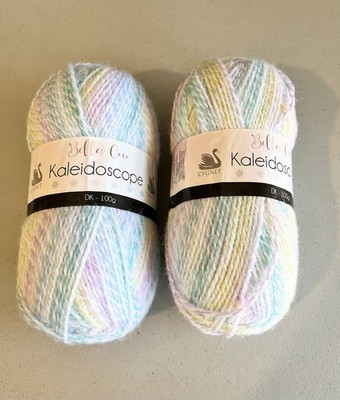 Cygnet Bella Coco Kaleidoscope Yarn 2 Skeins Rainbow Drops 100g Skeins