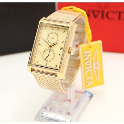 Invicta Men's Gold Tone 40mm Tank Watch Calendar Sweeping Second Hand 46862