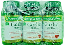 Lot of 3 Nature's Bounty Garlic 2000 mg 120 Coated Tablets Cardiovascular Health