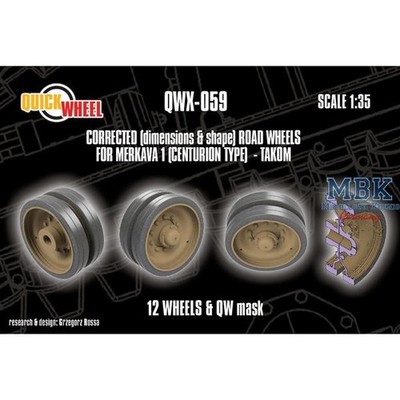 QuickWheel QWX059 Merkava I road wheels (correct dim/shape) Takom