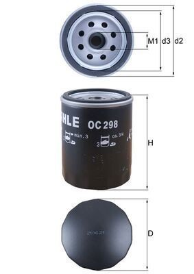 MAHLE OC 298 Oil Filter Fits Land Rover Discovery MK2 Defender Cabrio Rover