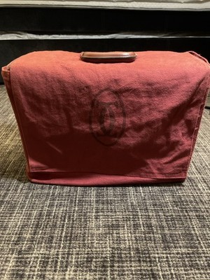 Vintage Rare Le Must De Cartier Doctor Bag Red Leather With Suede Cover