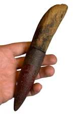 Antique Wooden Dibble Garden Tool Iron Ferrule Red Paint Patina Rustic Primitive