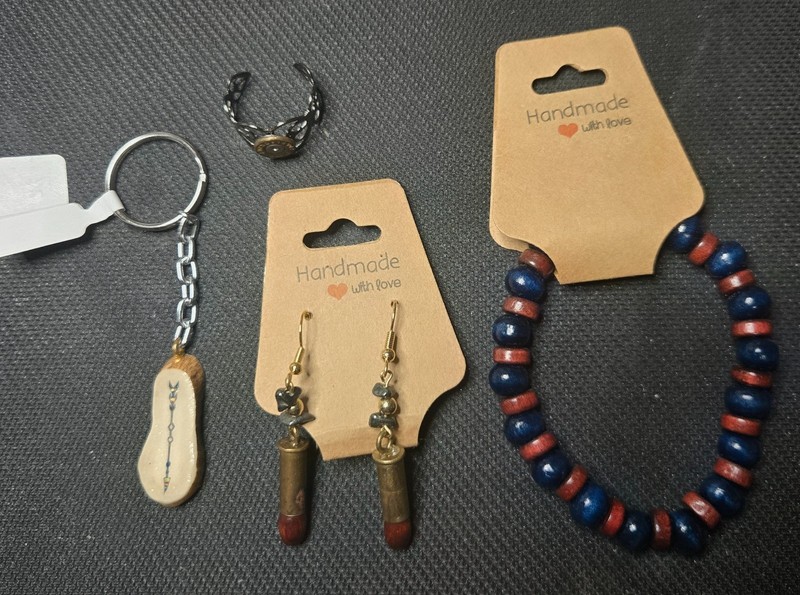 Handcrafted Artisan Jewelry Set - Bracelet, Earrings, Filigree Ring, Keychain