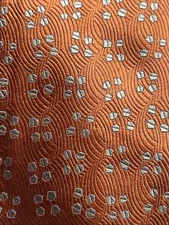 Daniel Cremieux Seven Fold Mens Silk Necktie Italy Orange Beige Geometric 4 X 57