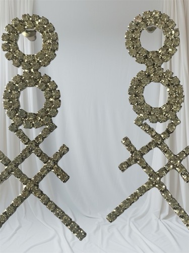 Damen XO Fashion Glitzer Silber Statement Strass Ohrhänger - Bild 3 von 3