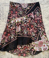 VTG Women s Floral Skirt Sz Medium Y2K Paisley Knee Length Pull On Made In USA