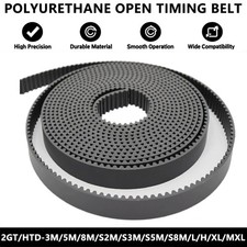 Open Timing Belt Black Polyurethane With Steel Wire Width 6/10/15/20/25/30/40mm