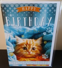 CUTE CAT FEMALE MALE BIRTHDAY CARD GREETING CARD 7"X5" GINGER KITTEN FREE P&P