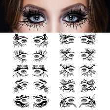10 Pairs Halloween Eye Shadow Temporary Tattoos 2.36 x 4.72 Inch, Black
