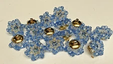 vintage 1" 22mm bead buttons 3pcs blue brass shank Czechoslovakia