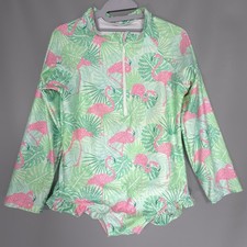 KENNY FLOWERS Kiddy Flowers Swimsuit Girls 10 Kids Long Sleeve UPF 50 Flamingos
