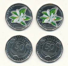 Curacao and St. Maarten - 50 + 50 Cents 2025 UNC - Commemorative Color Coins