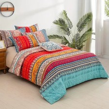 Boho Single Duvet Cover Set, 2 Pieces, Colorful Mandala Bedspread, Duvet Cover