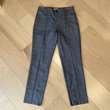 Ganni Merkel Blue Glen Plaid Slim Fit Silk Wool Blend Zip Ankle Women’s 38