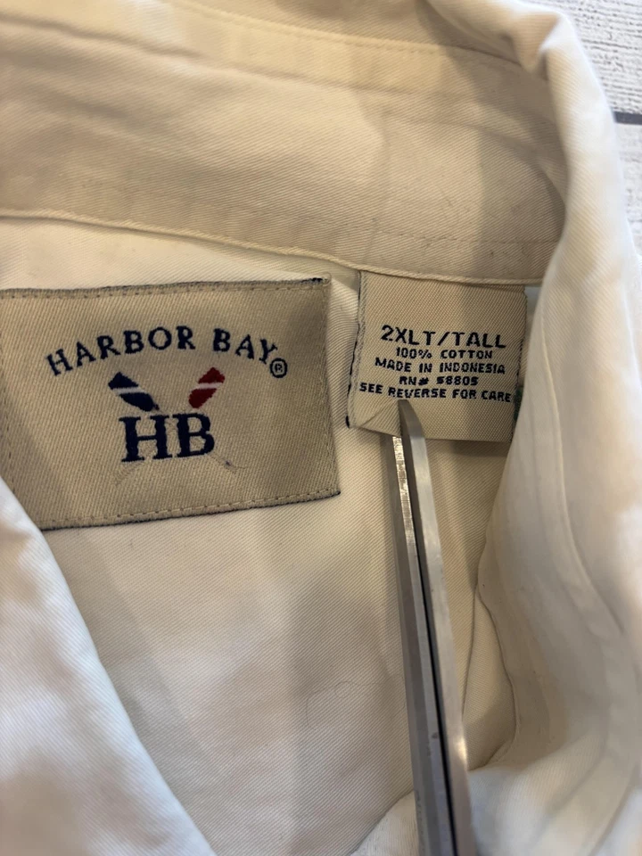 Camisa Harbor Bay Para Hombres 2XL Alta Blanca Manga Corta Bolsillo con Botones Informal Foto 3 de 4