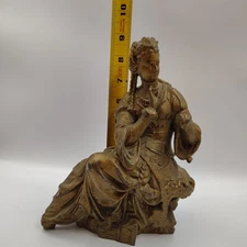 Vintage Spelter Victorian Lady Figurine Metal Statue For Repair Parts Damaged
