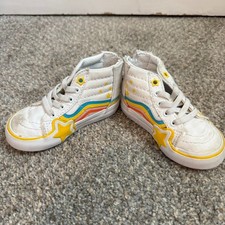 Vans Toddler Sk8-Hi Hi-Top Zip Star Shoe Rainbow True White/Yellow Size 5.5