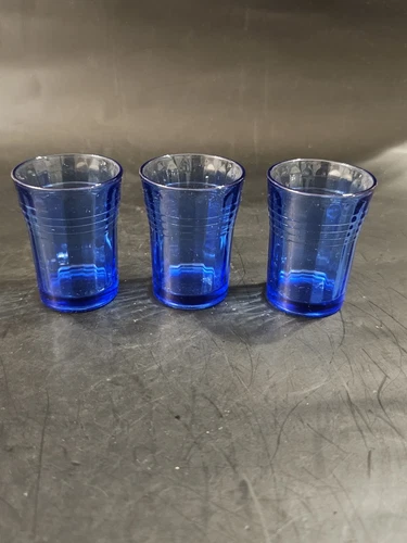 Hazel Atlas Moderntone Cobalt Blue Whiskey Shot Glass Tumbler