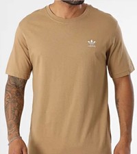 New Mens L ADIDAS ORIGINALS logo ESSENTIALS TREFOIL T TEE SHIRT Cardboard Brown