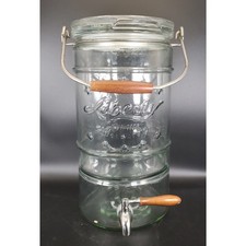 Liberty Glass Beverage Dispenser 2.5 Gallon w Spigot Wood Handle Jar