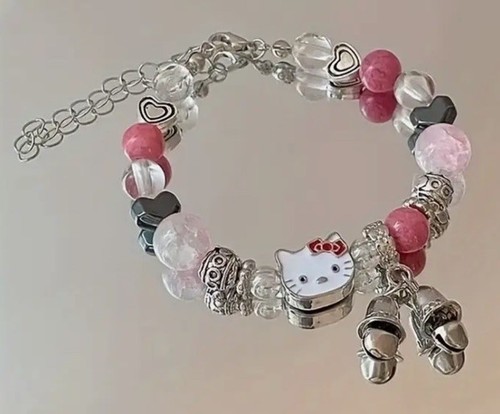 New Sanrio Hello Kitty Pandora Inspired Charm Bracelet Pink Charms READ Jewelry - Picture 6 of 9