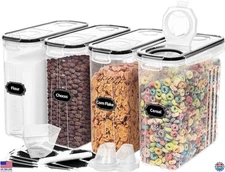 Skroam 4-Piece Airtight Cereal Storage Set - Plastic Dispensers with Pour Spout
