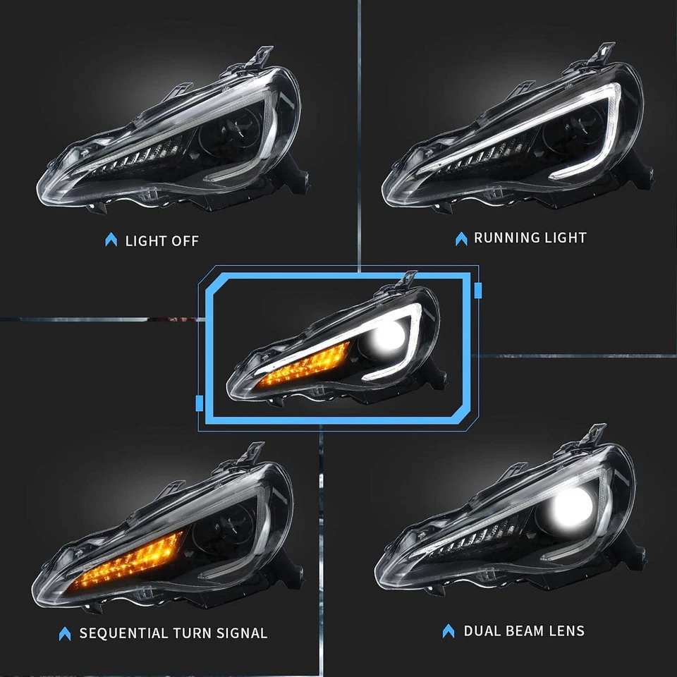 Vland Led Headlights+Tail Lights For 2012-2020 Toyota GT86 Subaru BRZ Scion FR-S - Image 2 of 4