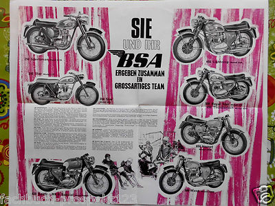 ORIGINAL PROSPEKT BSA 1965 500 WASP 650 SPITFIRE HORNET 250 STAR SPORTSMAN 500