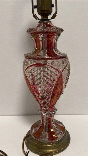 Antique Ruby Red Bohemian Hofbauer Style Crystal Table Lamp 24.5”w Finial *READ - Picture 6 of 16