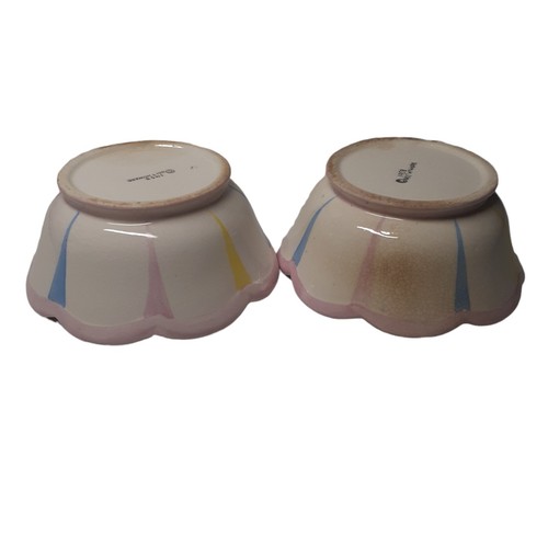 Holt Howard Candlestick Holders Mid Century Flower Frog Pair Pastel Stripe 1958 - Picture 6 of 7