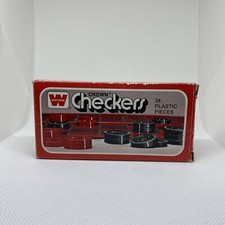 Vintage Crown Checkers Whitman 24 Plastic Pieces Made In USA Open Box