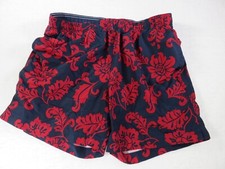 LANDS END Men's Swim Shorts Trunks Mesh Lining Size L Navy Red Floral