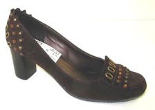 Van Eli 'Wellina' Studded Brown Suede Stack Heel Pump Size 6.5N NEW