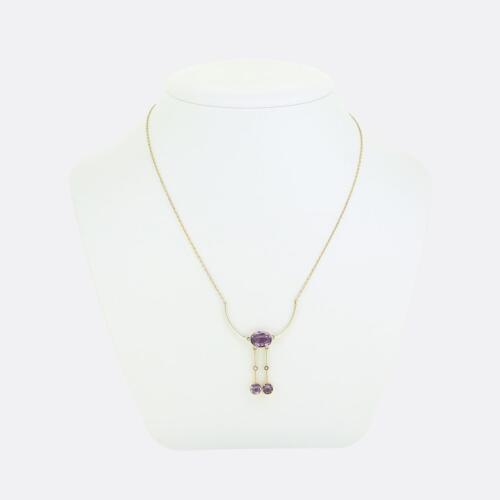 Victorian Amethyst and Seed Pearl Negligee Necklace - Picture 2 of 4