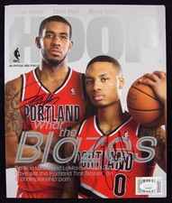 Portland Trail Blazers Damian Lillard LaMarcus Aldridge Signed Hoop Magazine JSA