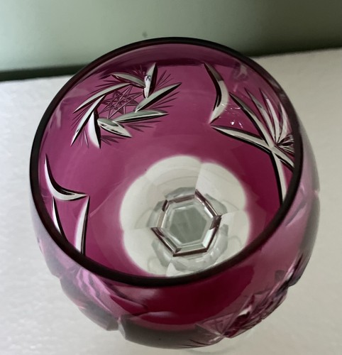 Set Of 4 Bohemian Cut-To-Clear Crystal Hock Wine Glasses- Pinwheel & Fan Pattern - Picture 10 of 16