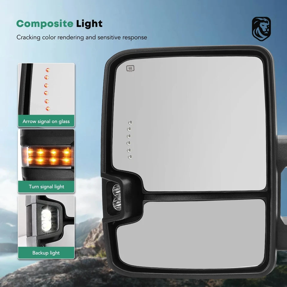 2x Conjunto de Espelho de Reboque Preto para GMC C1500 K2500 Suburban Yukon Esquerda e Direita - Imagem 3 de 4