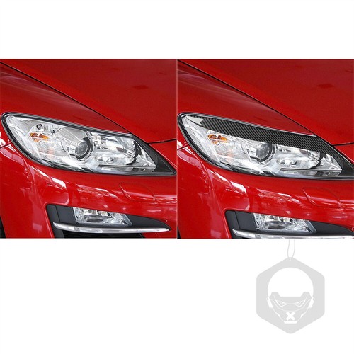 2×Carbon Fiber Front Headlight Eyelids Eyebrow Trim For Mazda RX-8 RX8 2009-2012 - Picture 5 of 12