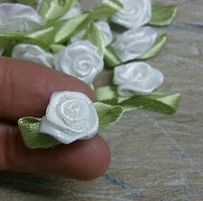 Rose buds, satin ribbon flowers rosebuds flowers,scrap booking 30x17mm 100 pack